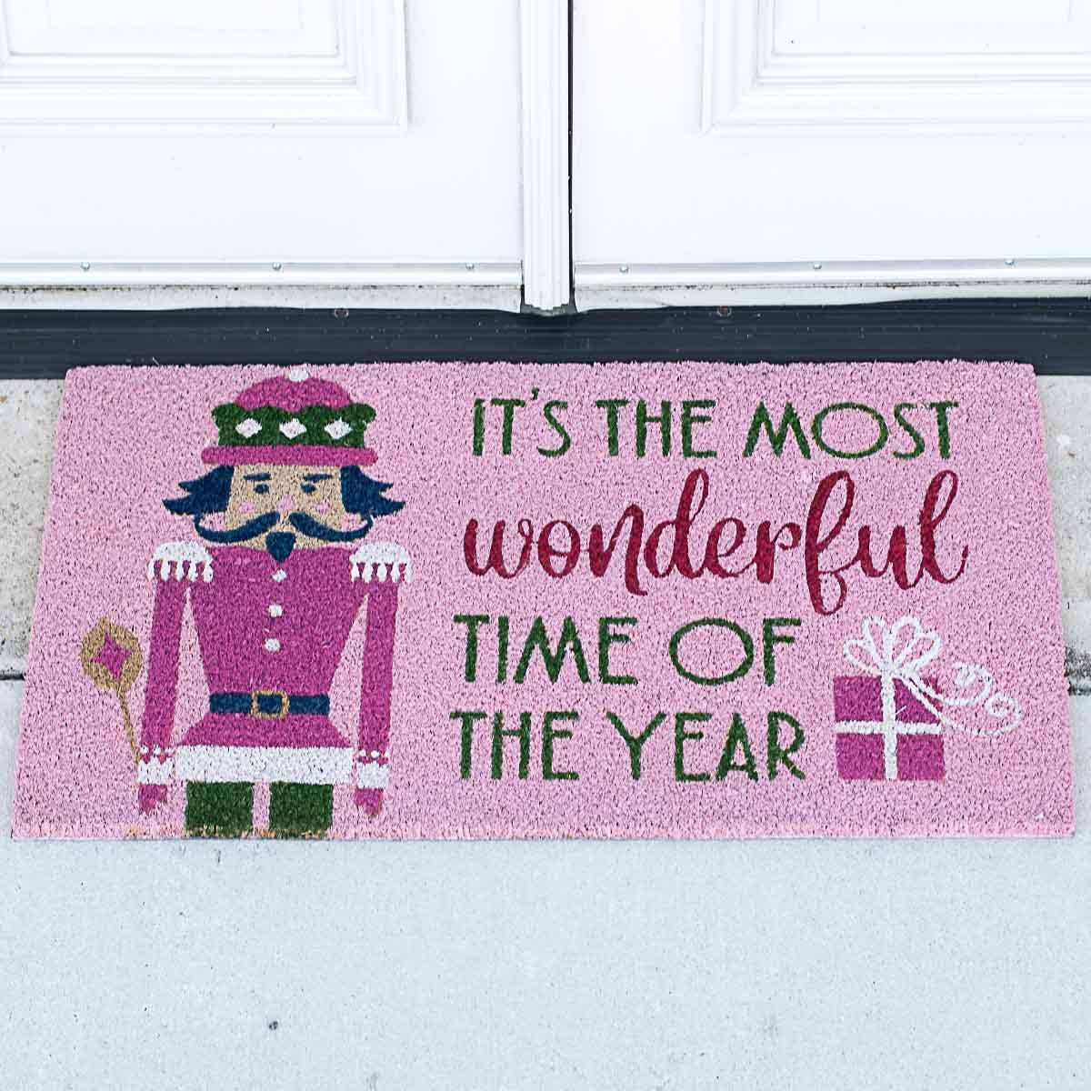 Most Wonderful Time of the Year Coir Doormat Pink/Multi 30x18
