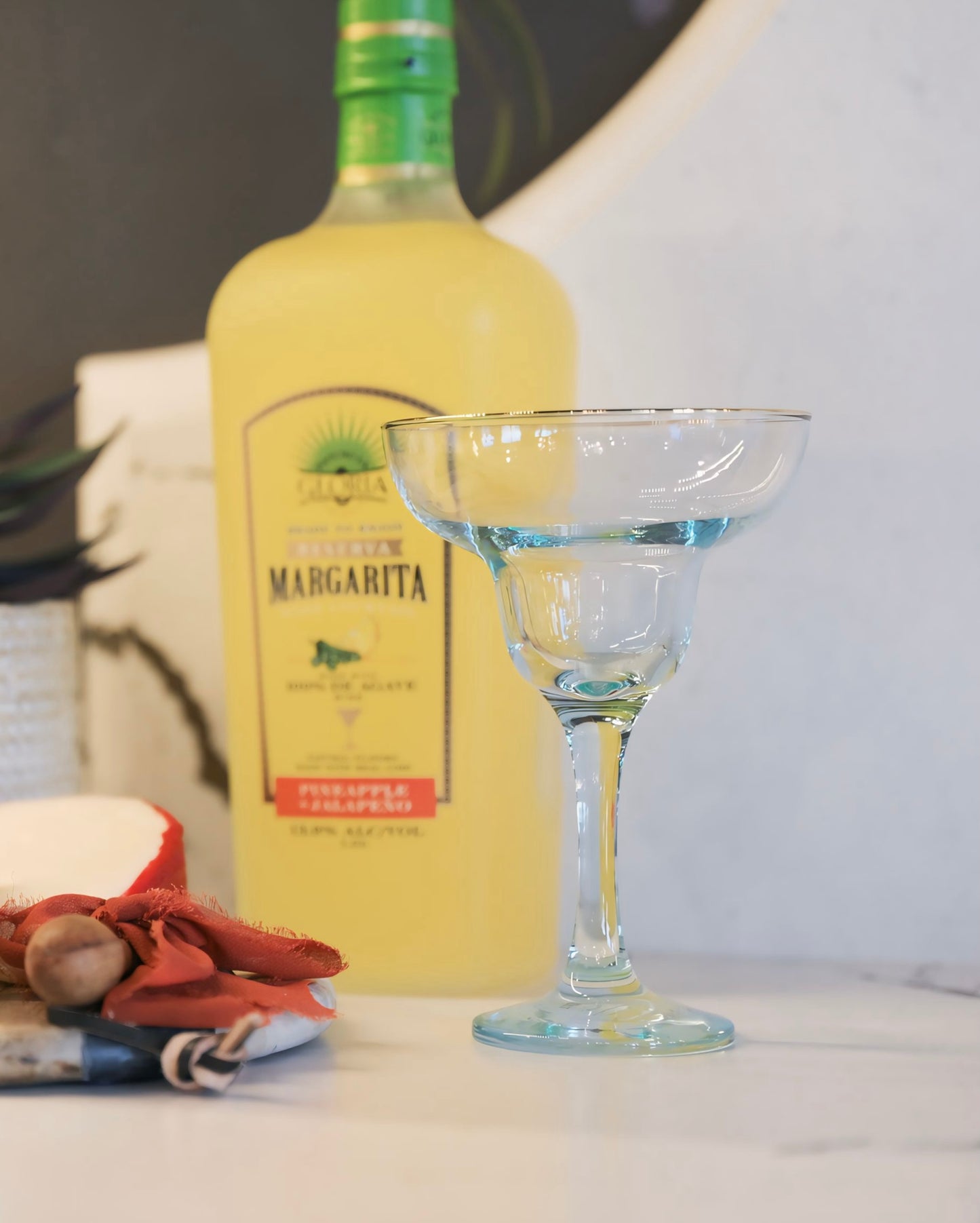RAINBOW GREEN MARGARITA GLASS