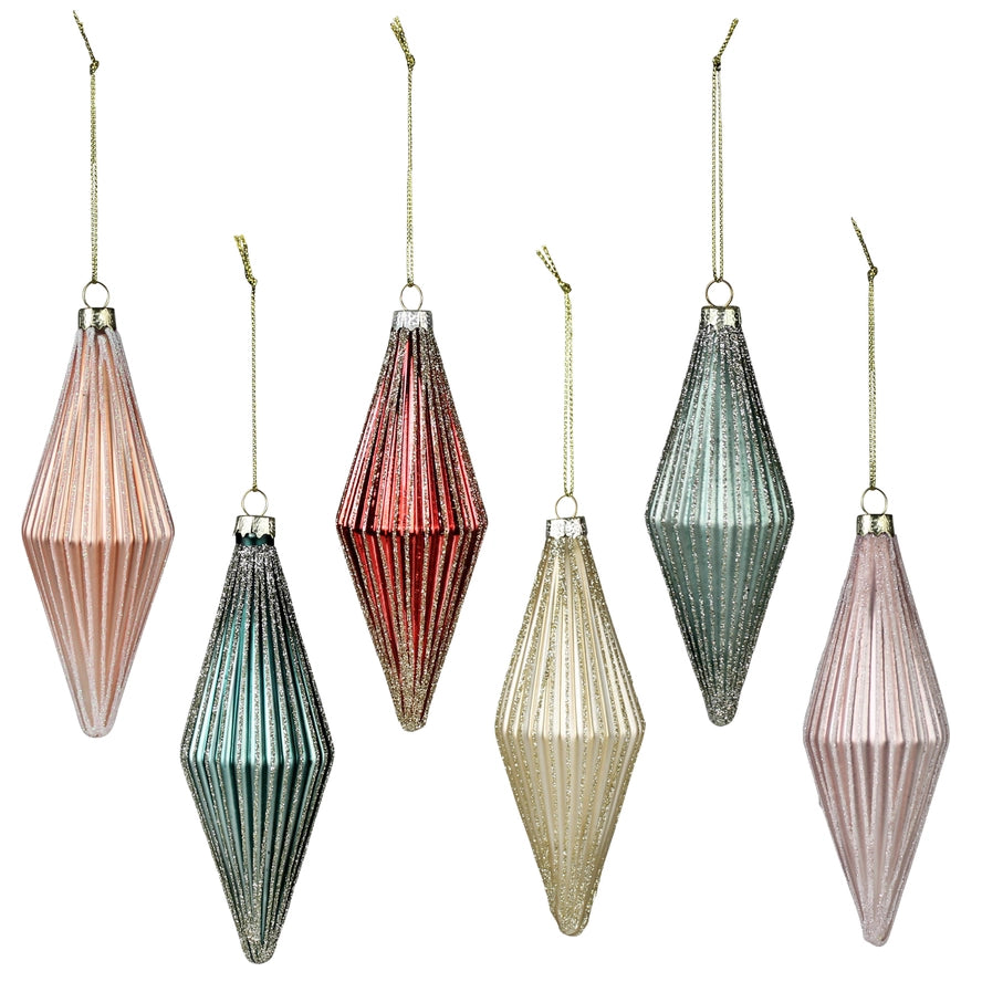 Ribbed Rhombus Ornaments - Gold
