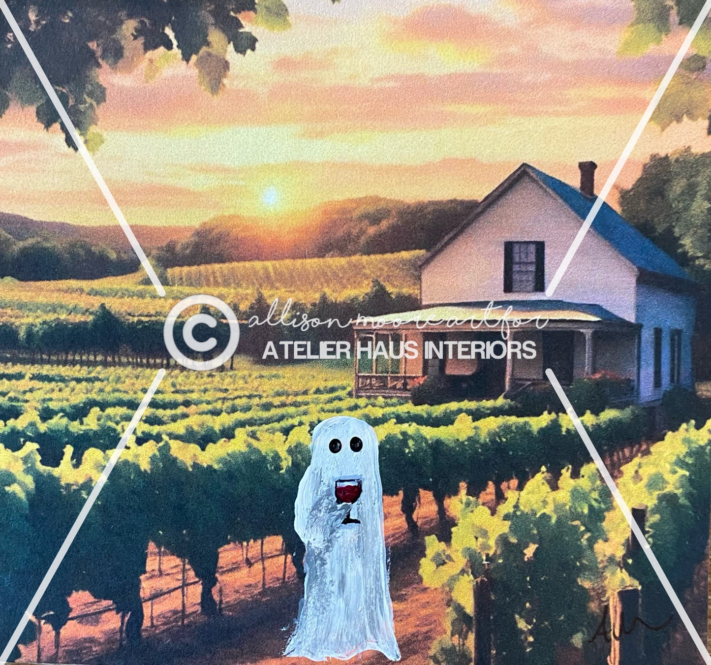 Gerald- The Wine Loving Ghost 4” x 4” Print