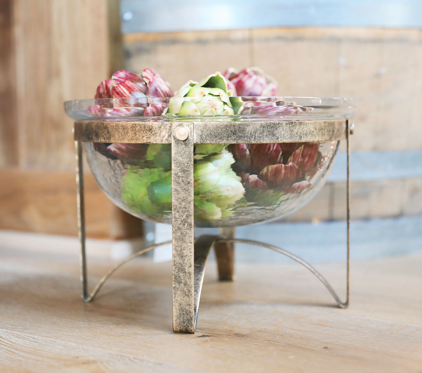 Glass Bowl on Antique Gold Stand