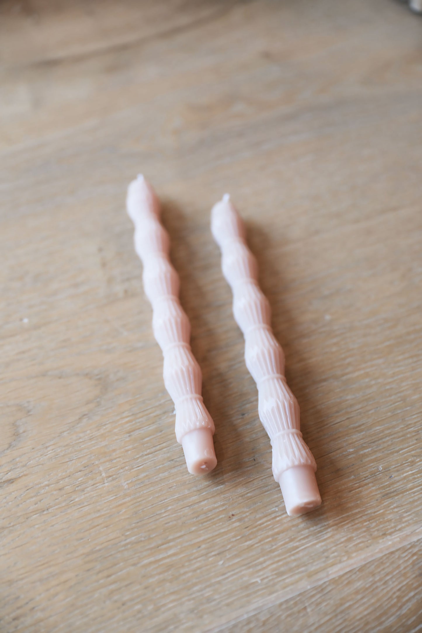 Unscented Sculpted Taper Candles Khaki Set 2