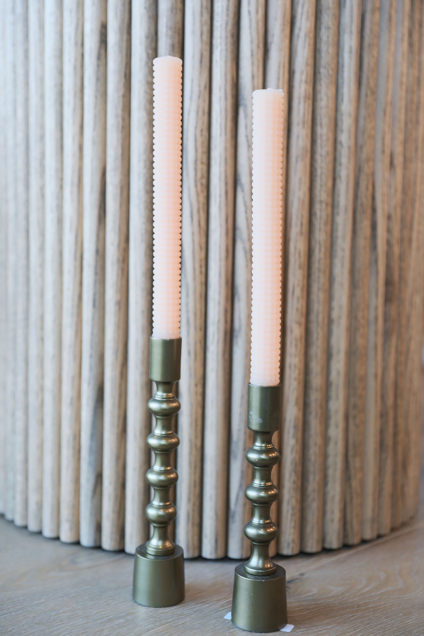 Unscented Hobnail Taper Candle Pink set 2