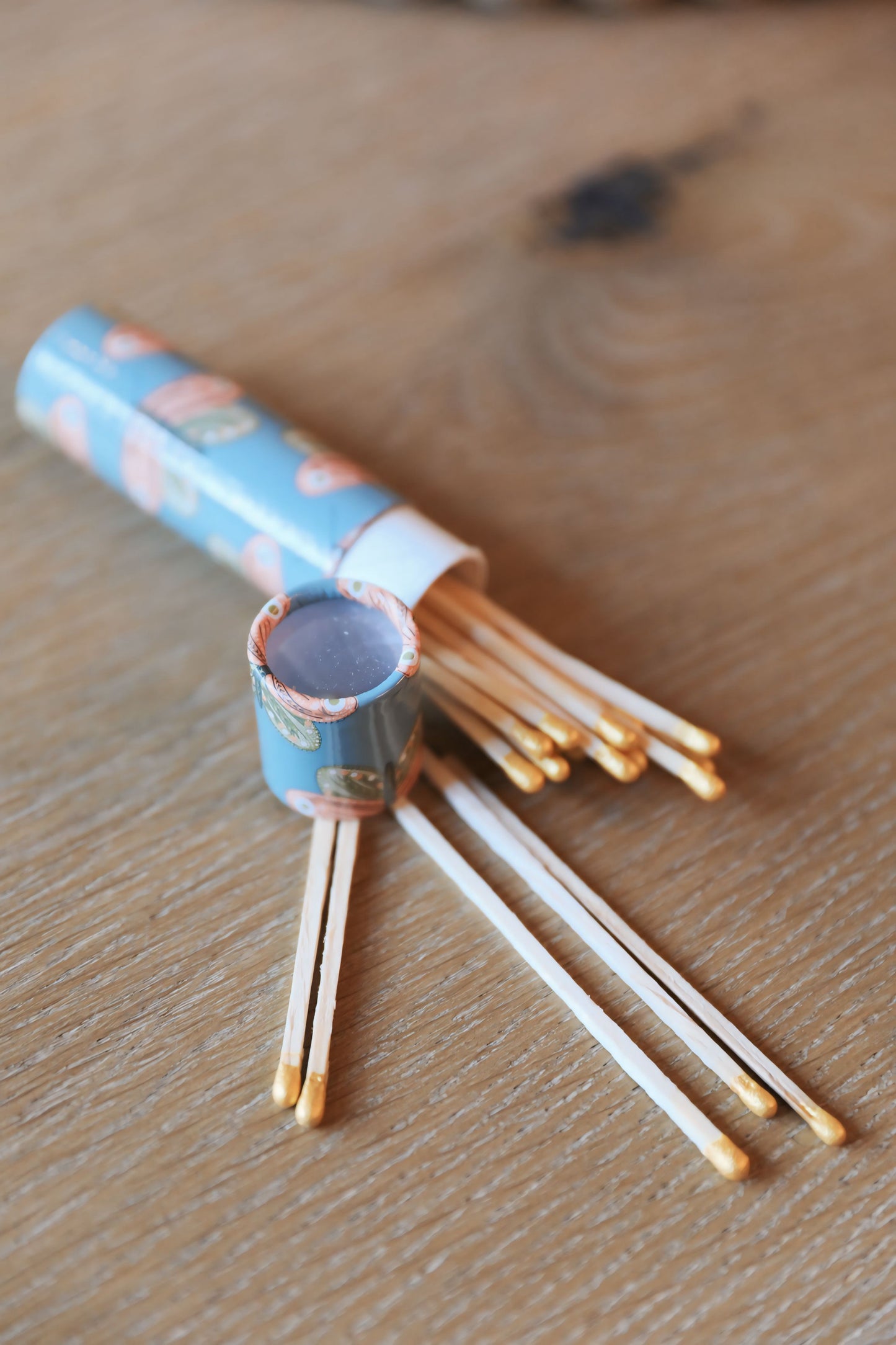 Safety Matches w/ Gold Tips in Tube Matchbox w/ Moth