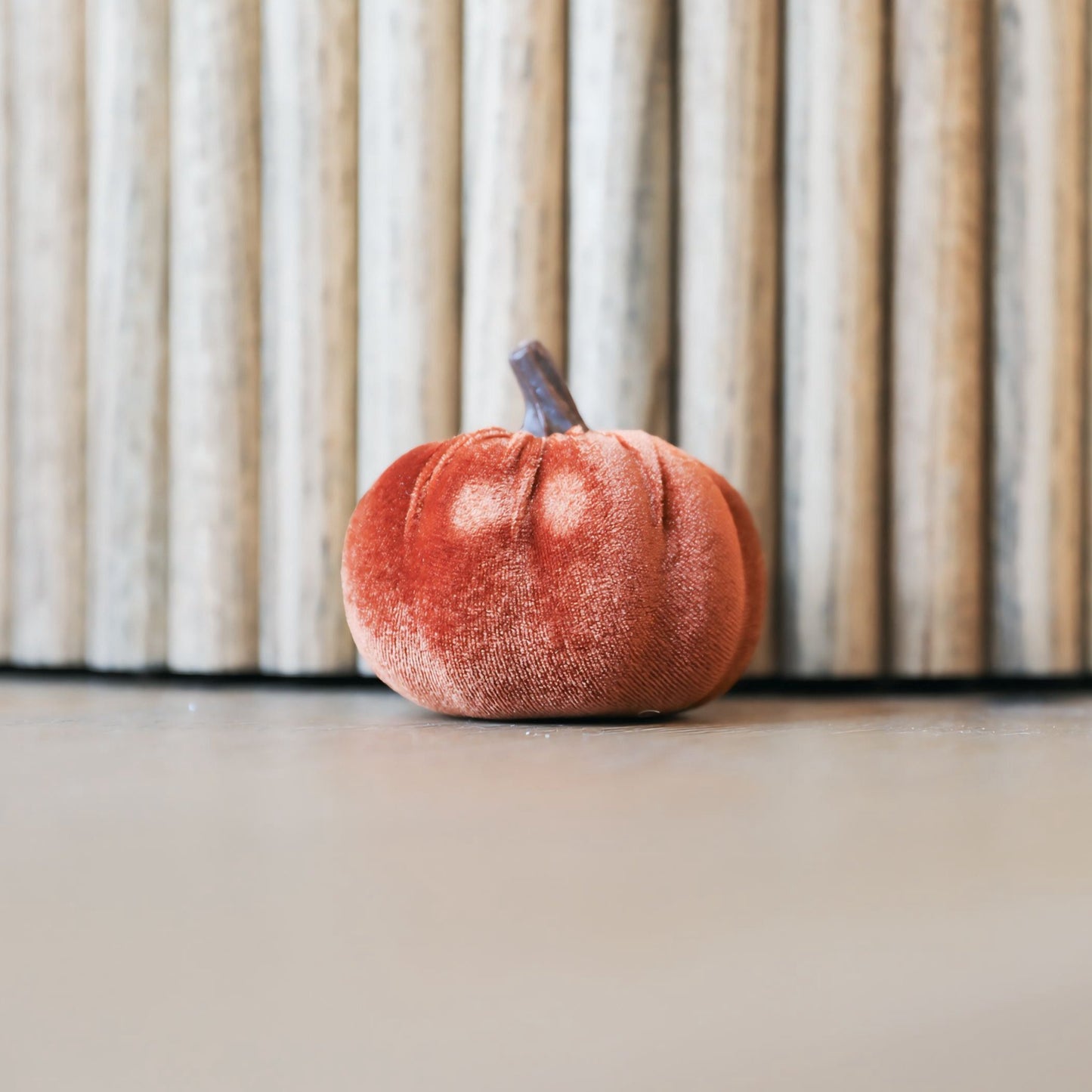 Fall Velvet Pumpkin Decoration Rustic Orange