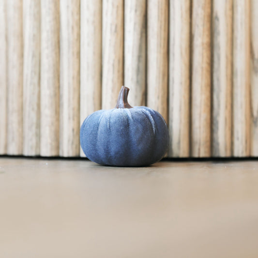 Fall Velvet Pumpkin Decoration Grey