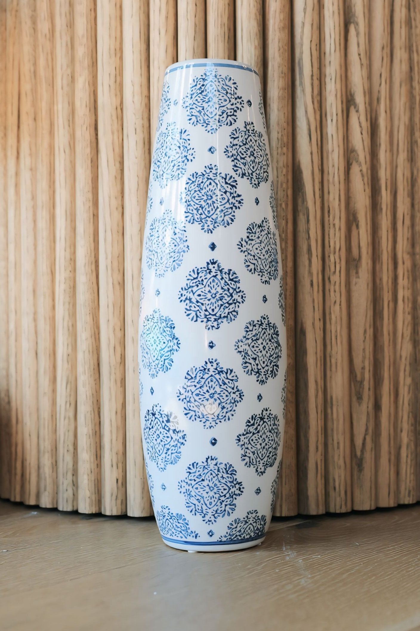 Blue and White Tall Vase