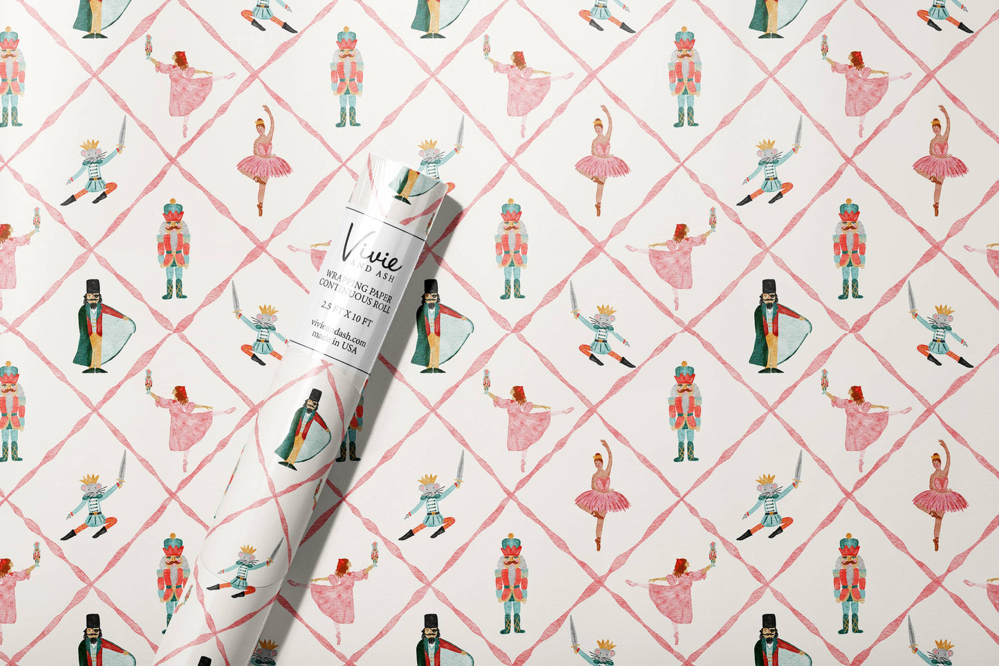 Christmas Nutcracker Trellis Wrapping Paper Roll