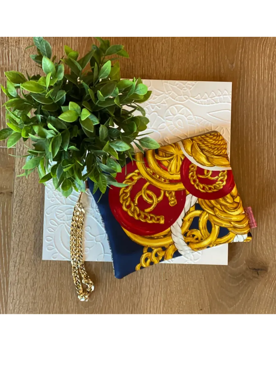 Vintage Chanel Gld Buttons Wristlet Bag