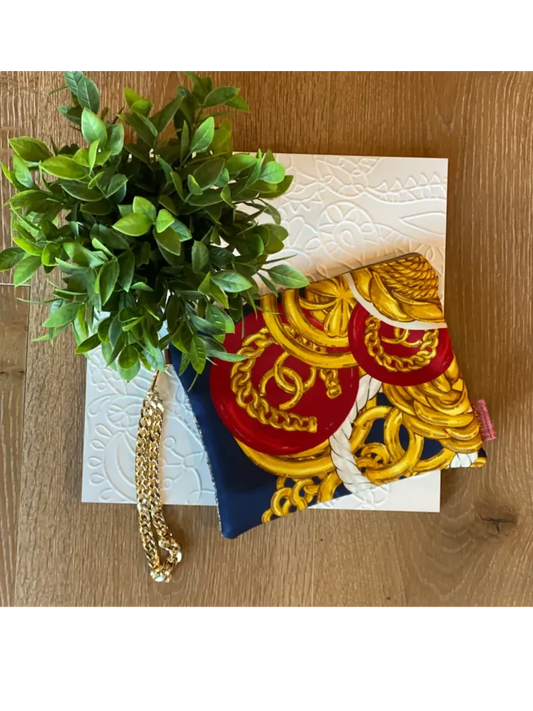 Vintage Chanel Gld Buttons Wristlet Bag