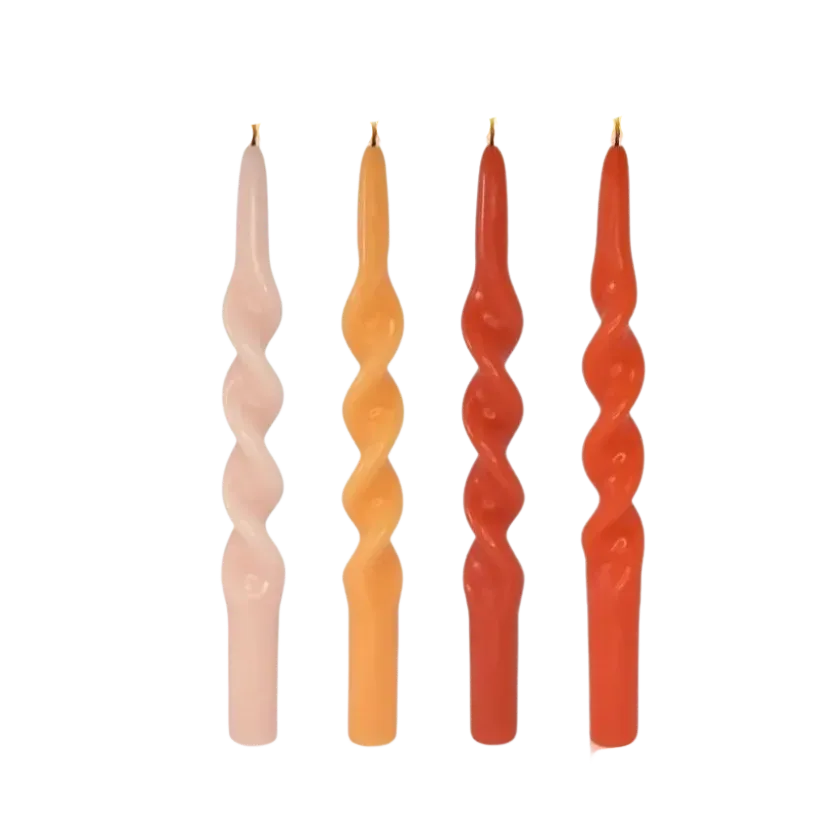 Handmade Spiral Taper Candle - Orange Gradient / Set of 4