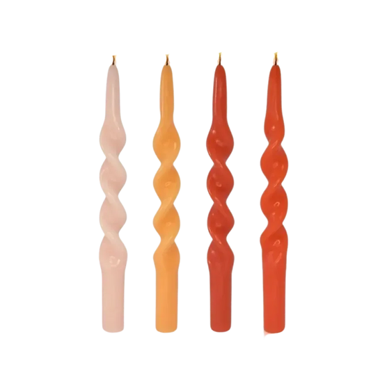 Handmade Spiral Taper Candle - Orange Gradient / Set of 4