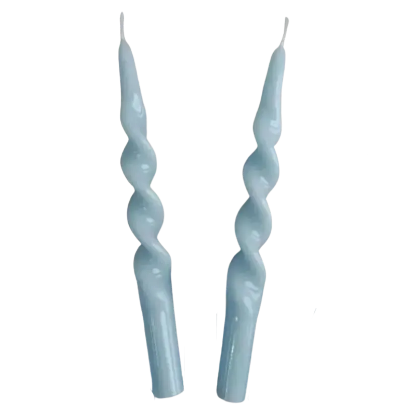 Handmade Spiral Taper Candle-Blue / 2-Pack