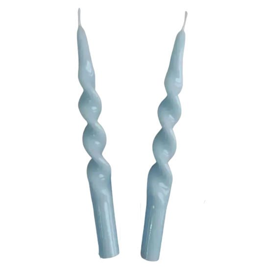 Handmade Spiral Taper Candle-Blue / 2-Pack