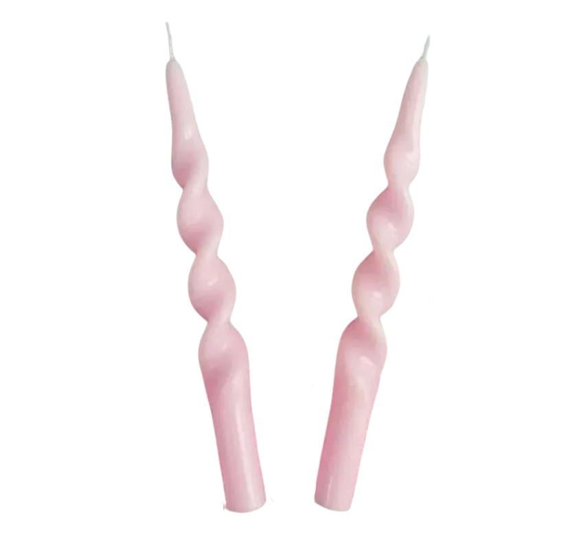 Handmade Spiral Taper Candle-Pink / 2-Pack