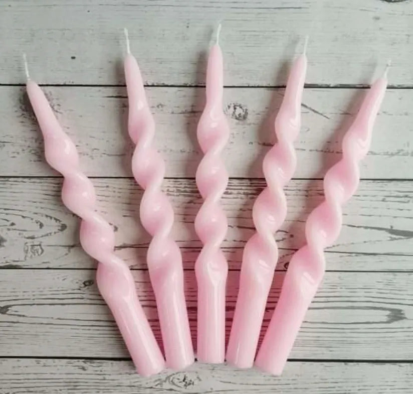 Handmade Spiral Taper Candle-Pink / 2-Pack