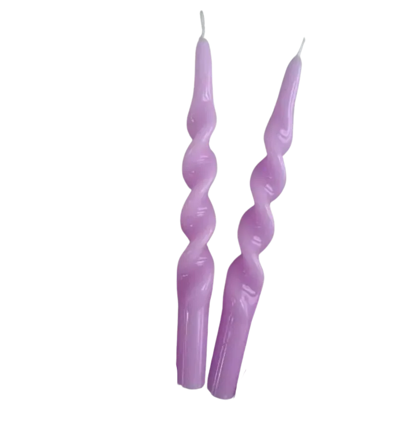 Handmade Spiral Taper Candle-Purple / 2-Pack