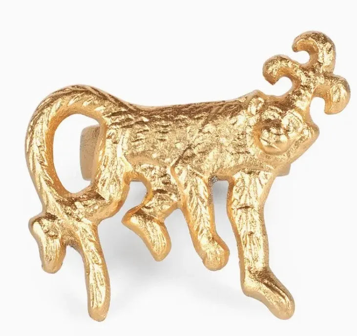 Monkey Napkin Rings Gold - 4pk