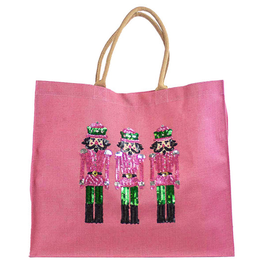 Nutcracker Sequin Carryall Tote   Pink/Multi   22x19x8