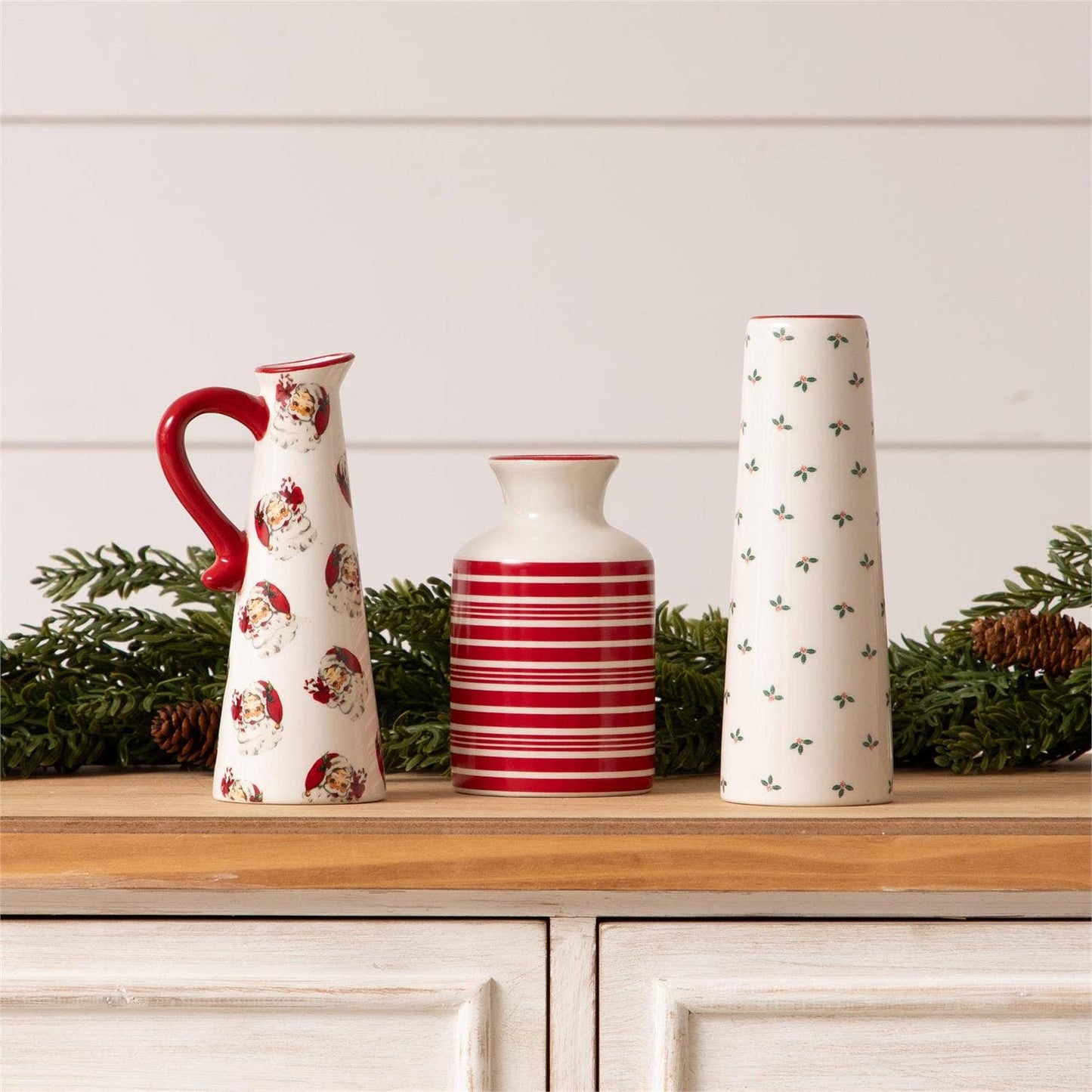 Vintage Santa Bud Vases (Set Of 03)