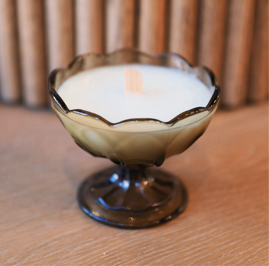 Orange Blossom Candle in Vintage Dessert Dish