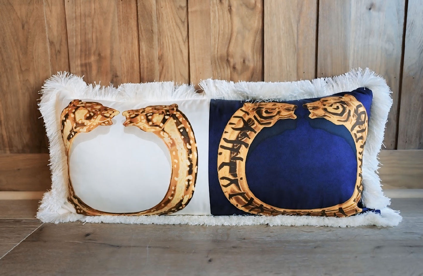 Cartier Duos de Tigre Blue & White Pillow