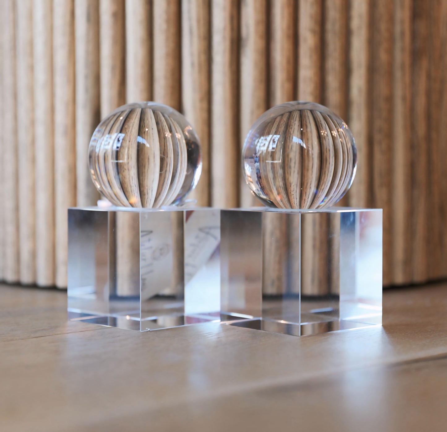 CRYSTAL SPHERE BOOKEND PAIR