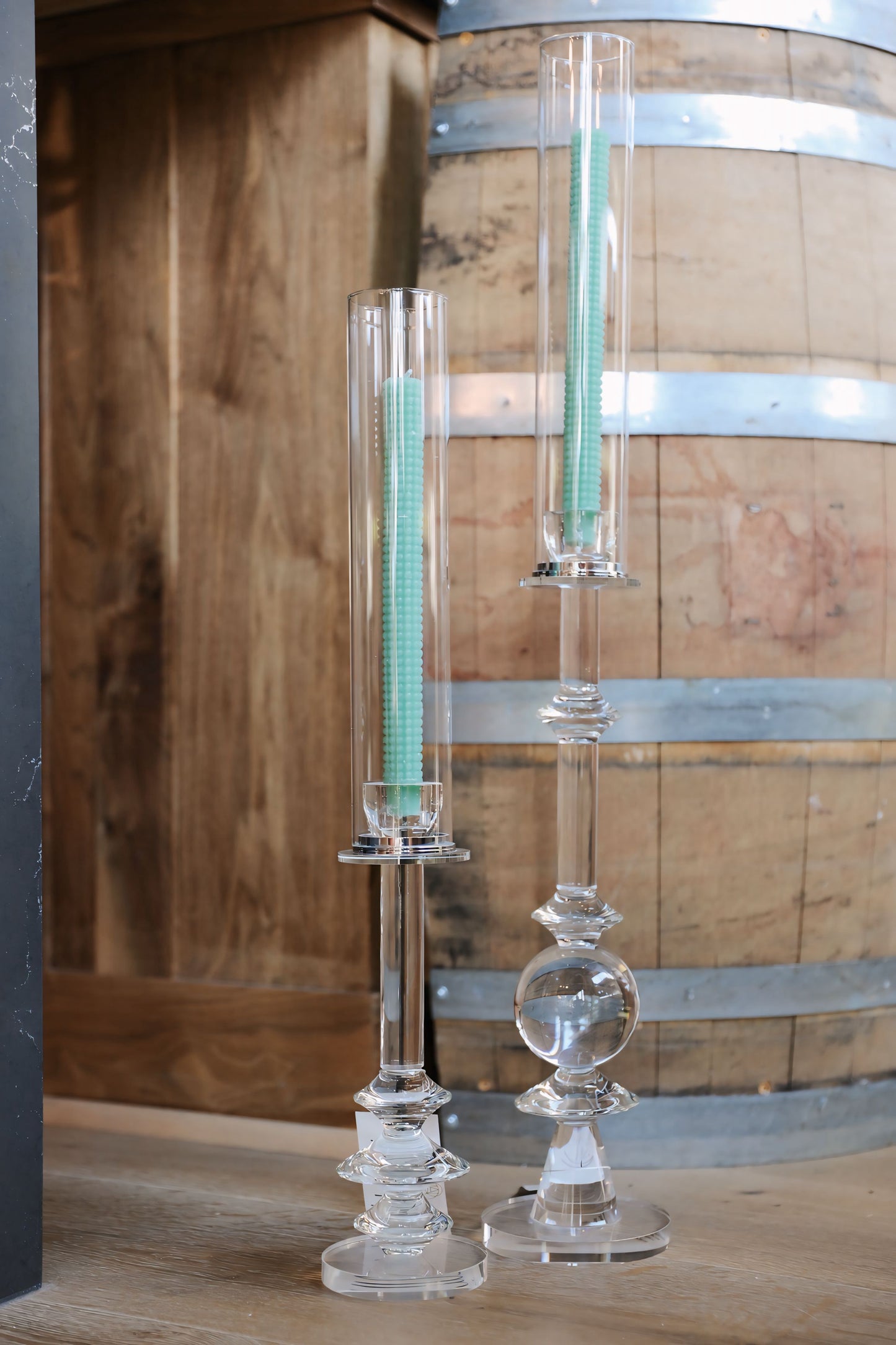 CRYSTAL GLASS CANDLE HOLDER "BALL" W/SHADE LARGE