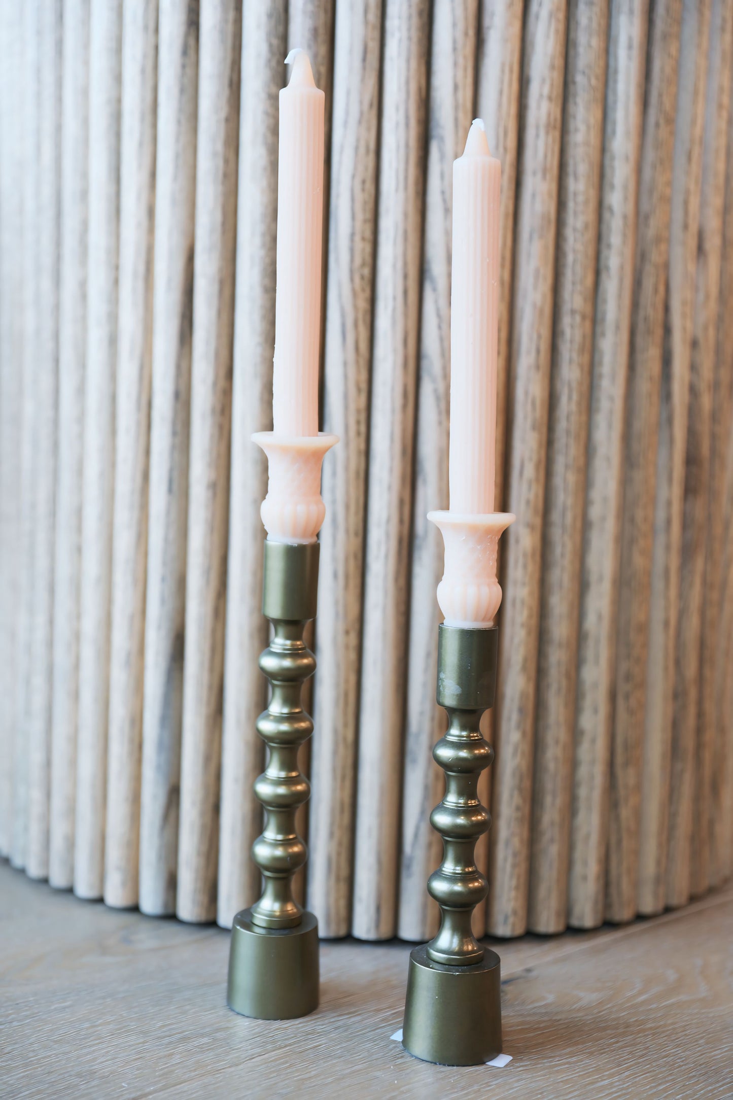 Unscented Pleated Taper Candles Natural set 2