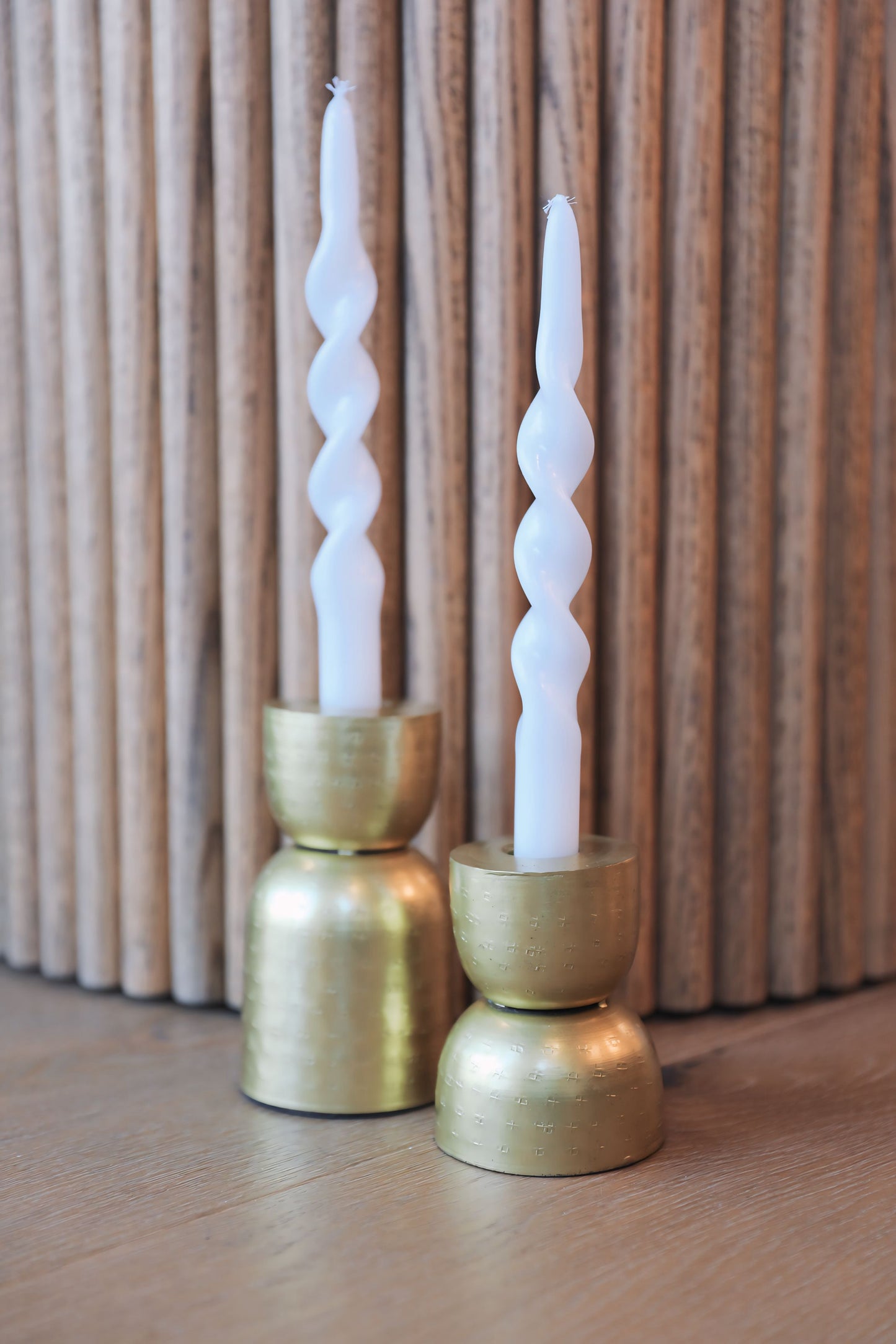 10in. Handmade Spiral Taper Candle-White set 2