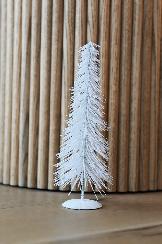 White Glitter Bottle Brush Tree - Small