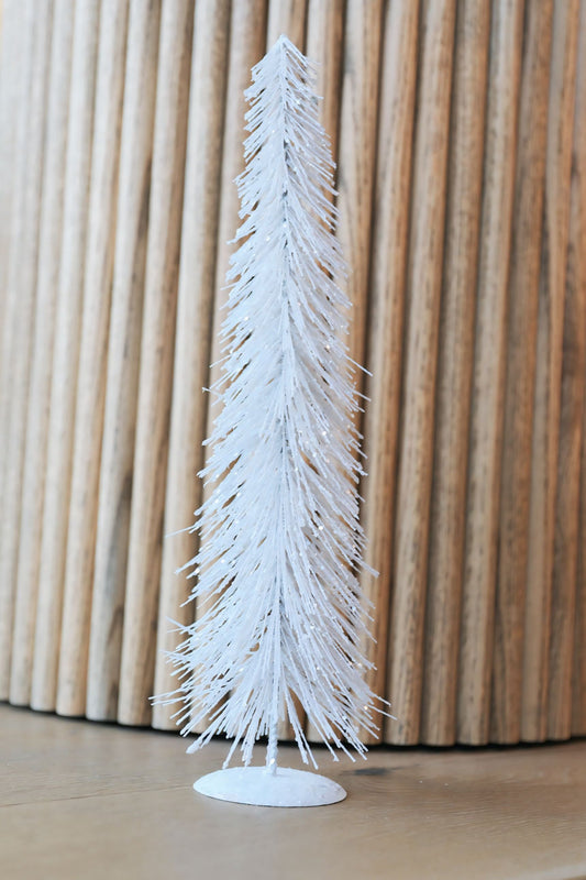 White Glitter Bottle Brush Tree - Medium