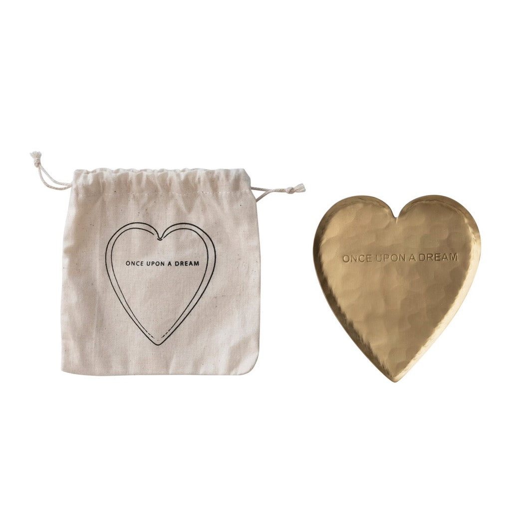 Decorative Hammered Brass Heart