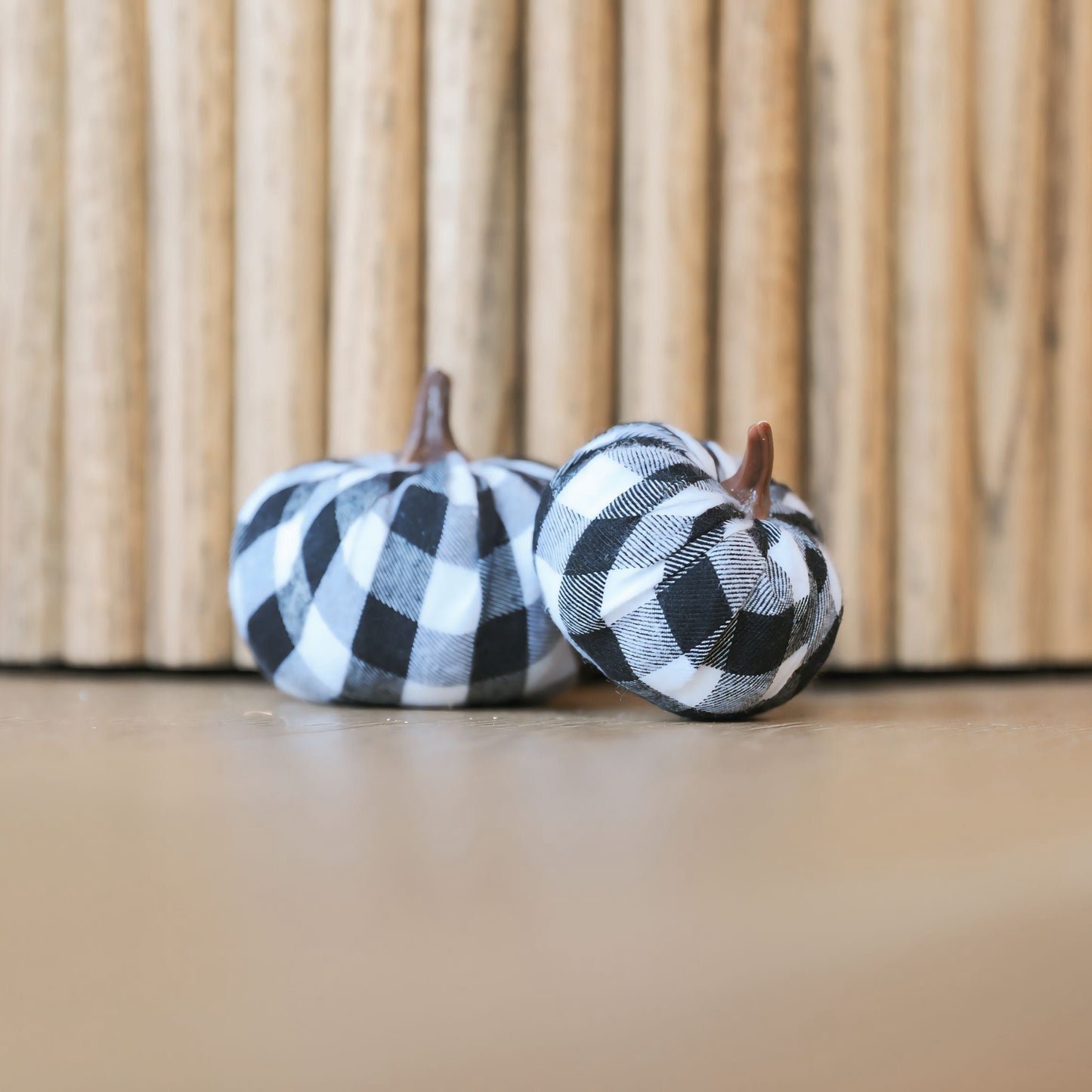 Buffalo Plaid BW Pumpkin Decoration XS