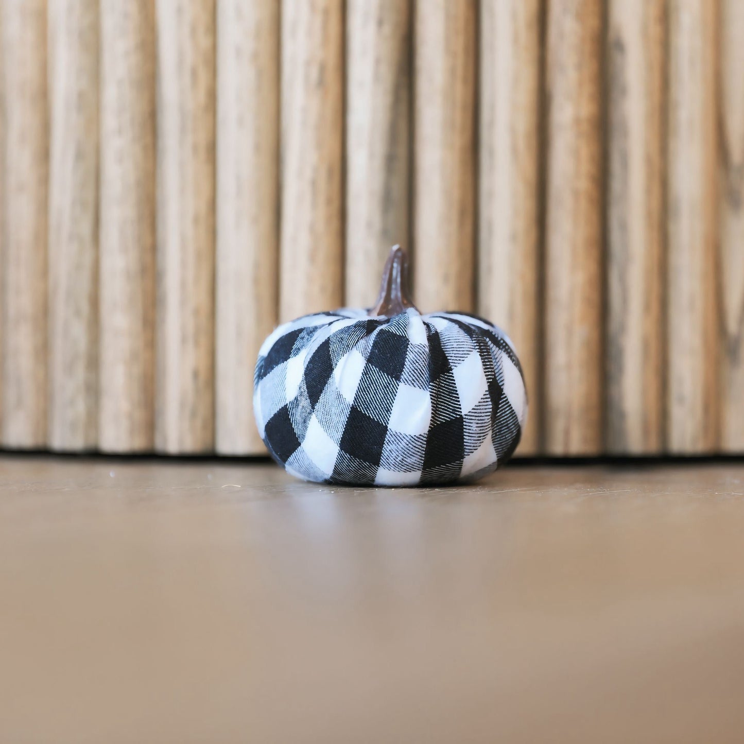 Buffalo Plaid BW Pumpkin Decoration