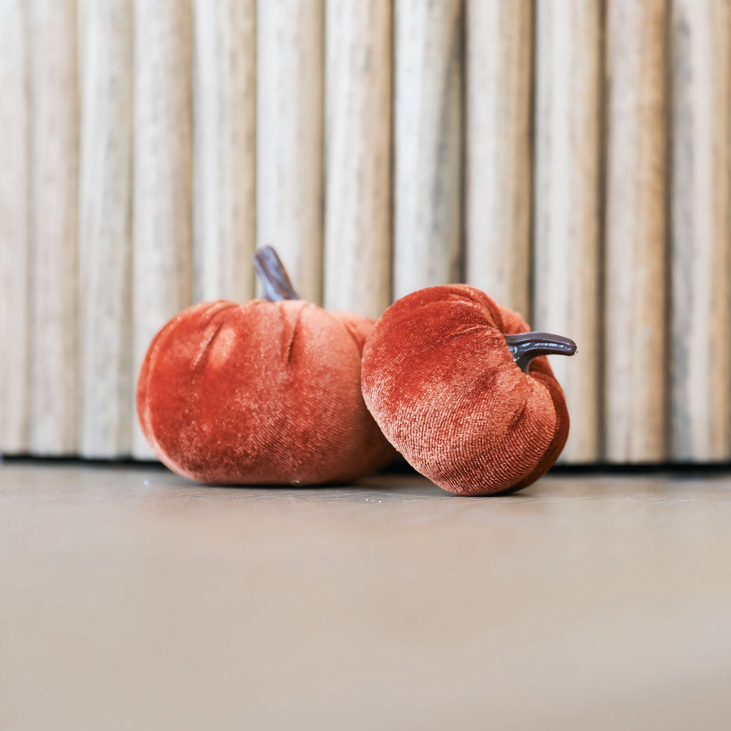 Fall Velvet Pumpkin Decoration Rustic Orange