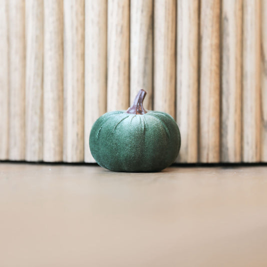 Fall Velvet Pumpkin Decoration Green