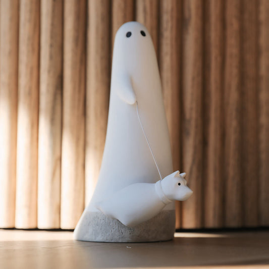 8.5" Tall Ghostly Dog Walk Halloween Décor