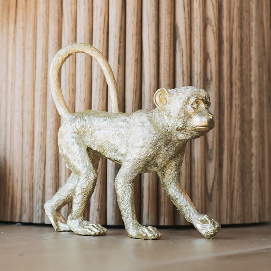 Walking Monkey Figurine - Gold