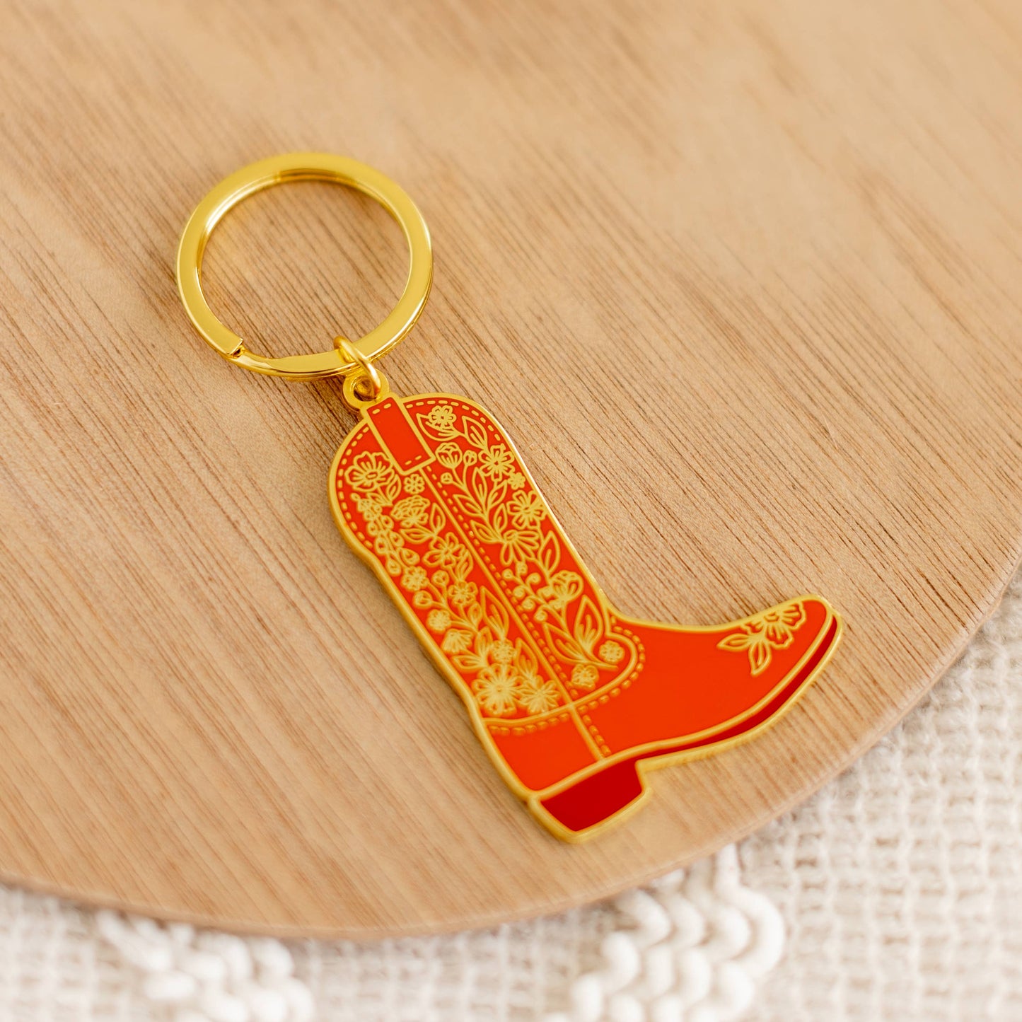 Cowboy Boot Metal Keychain 2x2 in.