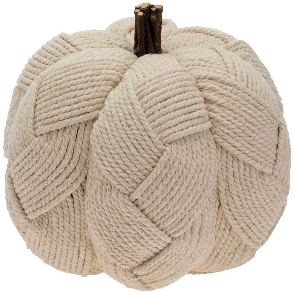 8.5" Dia  Large Woven Cream Pumpkin Fall Autumn Décor