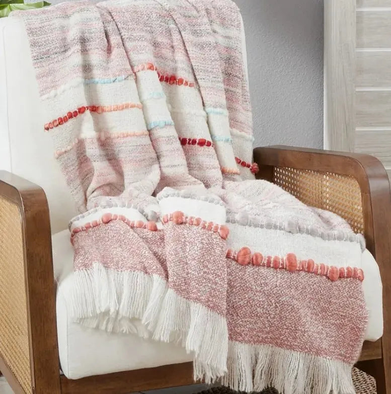 Chunky Woven Striped Throw 50x60