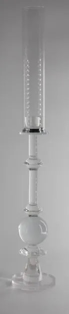 CRYSTAL GLASS CANDLE HOLDER "BALL" W/SHADE LARGE
