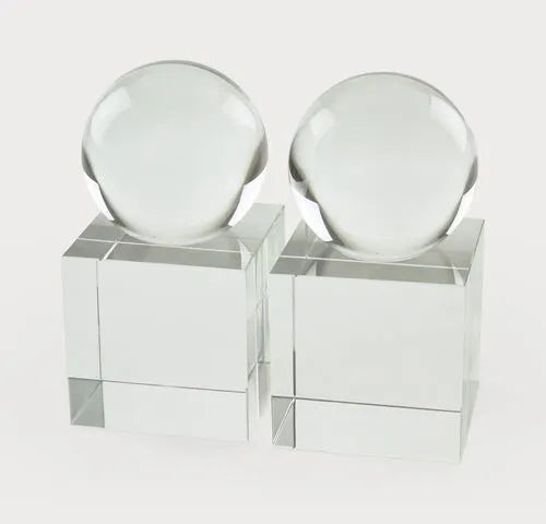 CRYSTAL SPHERE BOOKEND PAIR