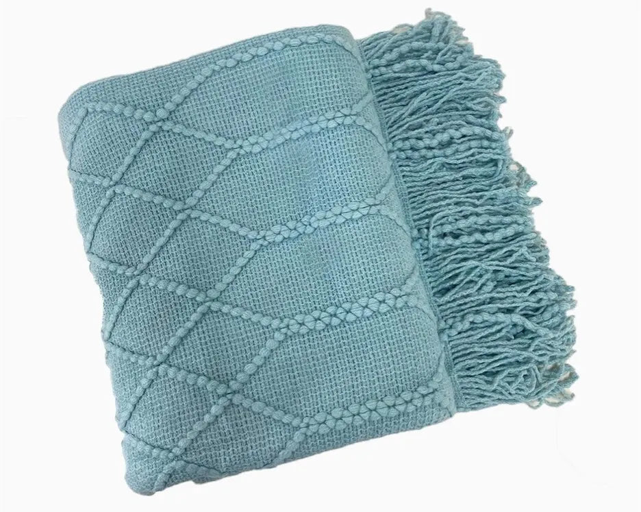 Diamond Knit Throw Blanket Aqua 50x60