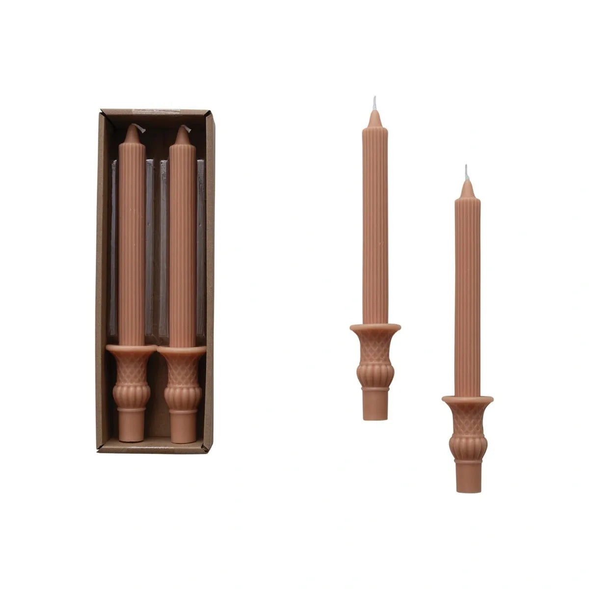 Unscented Pleated Taper Candles Natural set 2