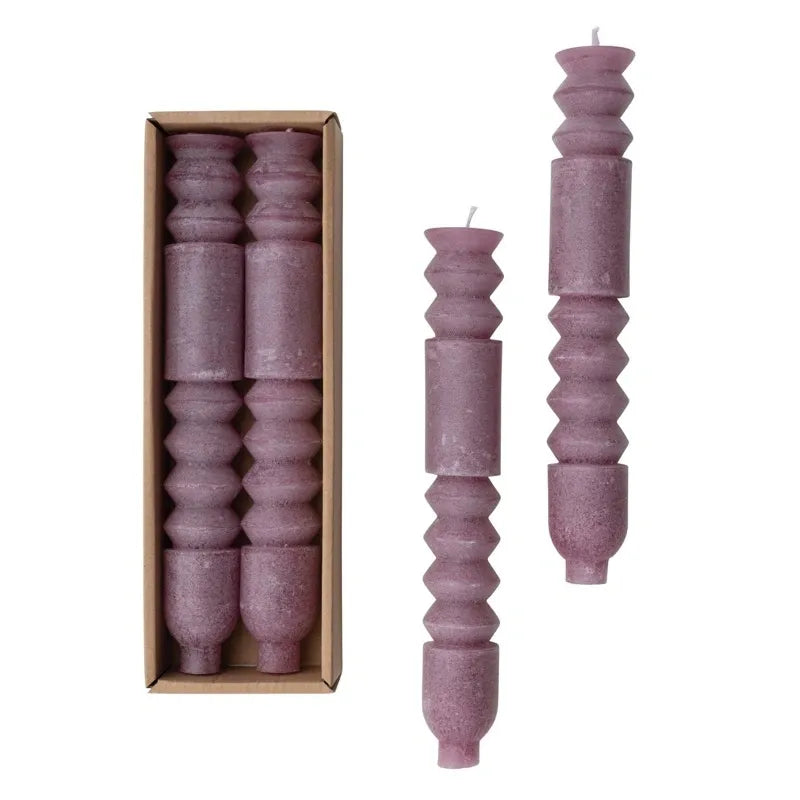 Unscented Totem Taper Candle Purple set 2