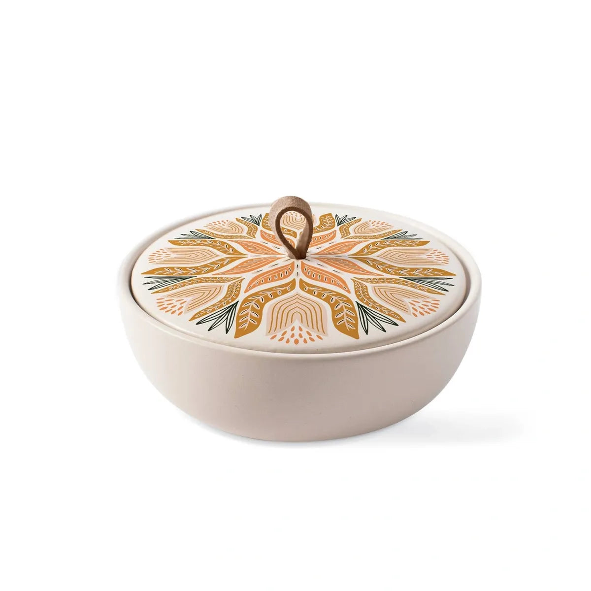 Stoneware Large Round Trinket Box- Tulip Tile