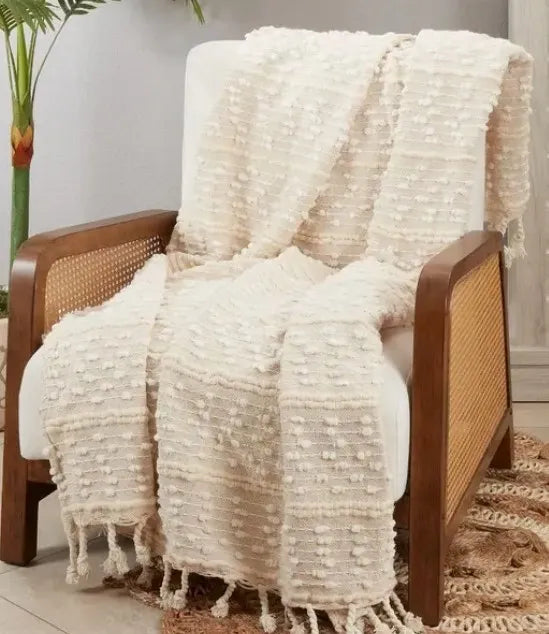 Ivory Earthly Woven Stripe Throw