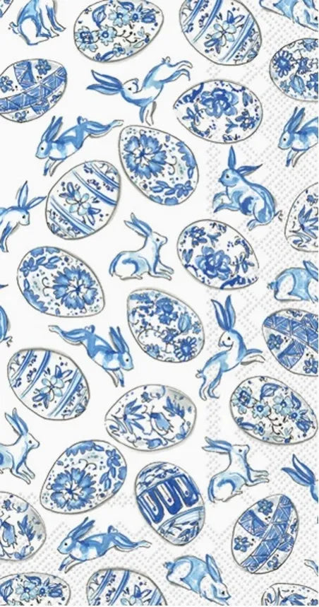 Blue and White Easter Egg Towels 16ct